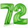 Zahl 72, Grün, Luftballons aus Folie zum 72. Geburtstag, 100 cm, inklusive Helium