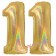 Zahl 11, Holografisch, Gold, Luftballons aus Folie zum 11. Geburtstag, 100 cm, inklusive Helium