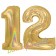Zahl 12, Holografisch, Gold, Luftballons aus Folie zum 12. Geburtstag, 100 cm, inklusive Helium