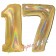 Zahl 17, Holografisch, Gold, Luftballons aus Folie zum 17. Geburtstag, 100 cm, inklusive Helium
