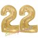 Zahl 22, holografisch, Gold, Luftballons aus Folie zum 22. Geburtstag, 100 cm, inklusive Helium
