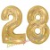 Zahl 28, holografisch, Gold, Luftballons aus Folie zum 28. Geburtstag, 100 cm, inklusive Helium