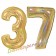 Zahl 37, holografisch, Gold, Luftballons aus Folie zum 37. Geburtstag, 100 cm, inklusive Helium