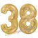 Zahl 38, holografisch, Gold, Luftballons aus Folie zum 38. Geburtstag, 100 cm, inklusive Helium