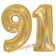 Zahl 91, holografisch, Gold, Luftballons aus Folie zum 91. Geburtstag, 100 cm, inklusive Helium