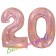 Zahl 20, holografisch, Rosegold, Luftballons aus Folie zum 20. Geburtstag, 100 cm, inklusive Helium