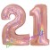 Zahl 21, holografisch, Rosegold, Luftballons aus Folie zum 21. Geburtstag, 100 cm, inklusive Helium