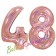 Zahl 48, holografisch, Rosegold, Luftballons aus Folie zum 48. Geburtstag, 100 cm, inklusive Helium