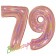 Zahl 79, holografisch, Rosegold, Luftballons aus Folie zum 79. Geburtstag, 100 cm, inklusive Helium