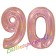 Zahl 90, holografisch, Rosegold, Luftballons aus Folie zum 90. Geburtstag, 100 cm, inklusive Helium
