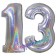 Zahl 13, Holografisch, Silber, Luftballons aus Folie zum 13. Geburtstag, 100 cm, inklusive Helium