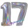 Zahl 17, Holografisch, Silber, Luftballons aus Folie zum 17. Geburtstag, 100 cm, inklusive Helium