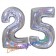 Zahl 25, Holografisch, Silber, Luftballons aus Folie zum 25. Geburtstag, 100 cm, inklusive Helium