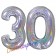 Zahl 30, holografisch, Silber, Luftballons aus Folie zum 30. Geburtstag, 100 cm, inklusive Helium