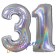 Zahl 31, Holografisch, Silber, Luftballons aus Folie zum 31. Geburtstag, 100 cm, inklusive Helium