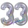 Zahl 33, Holografisch, Silber, Luftballons aus Folie zum 33. Geburtstag, 100 cm, inklusive Helium