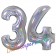Zahl 34, Holografisch, Silber, Luftballons aus Folie zum 34. Geburtstag, 100 cm, inklusive Helium