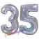 Zahl 35, Holografisch, Silber, Luftballons aus Folie zum 35. Geburtstag, 100 cm, inklusive Helium