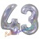 Zahl 43, Holografisch, Silber, Luftballons aus Folie zum 43. Geburtstag, 100 cm, inklusive Helium