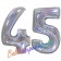 Zahl 45, Holografisch, Silber, Luftballons aus Folie zum 45. Geburtstag, 100 cm, inklusive Helium
