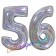 Zahl 56, Holografisch, Silber, Luftballons aus Folie zum 56. Geburtstag, 100 cm, inklusive Helium