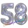 Zahl 58, Holografisch, Silber, Luftballons aus Folie zum 58. Geburtstag, 100 cm, inklusive Helium