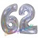 Zahl 62, holografisch, Silber, Luftballons aus Folie zum 62. Geburtstag, 100 cm, inklusive Helium