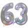 Zahl 63, holografisch, Silber, Luftballons aus Folie zum 63. Geburtstag, 100 cm, inklusive Helium