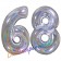 Luftballons aus Folie Zahl 68, Silber, holografisch, 100 cm mit Helium zum 68. Geburtstag