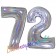 Zahl 72, Holografisch, Silber, Luftballons aus Folie zum 72. Geburtstag, 100 cm, inklusive Helium