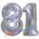 Zahl 81, holografisch, Silber, Luftballons aus Folie zum 81. Geburtstag, 100 cm, inklusive Helium