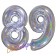 Zahl 89, holografisch, Silber, Luftballons aus Folie zum 89. Geburtstag, 100 cm, inklusive Helium
