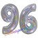 Zahl 96, holografisch, Silber, Luftballons aus Folie zum 96. Geburtstag, 100 cm, inklusive Helium