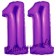 Zahl 11 Lila, Luftballons aus Folie zum 11. Geburtstag, 100 cm, inklusive Helium