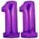 Zahl 11 Lila, Luftballons aus Folie zum 11. Geburtstag, 100 cm, inklusive Helium