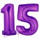 Zahl 15 Lila, Luftballons aus Folie zum 15. Geburtstag, 100 cm, inklusive Helium