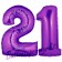 Zahl 21 Lila, Luftballons aus Folie zum 21. Geburtstag, 100 cm, inklusive Helium