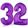 Zahl 32 Lila, Luftballons aus Folie zum 32. Geburtstag, 100 cm, inklusive Helium