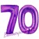 Zahl 70, Lila, Luftballons aus Folie zum 70. Geburtstag