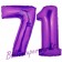 Zahl 71, Lila, Luftballons aus Folie zum 71. Geburtstag, 100 cm, inklusive Helium