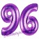 Zahl 96, Lila, Luftballons aus Folie zum 96. Geburtstag, 100 cm, inklusive Helium