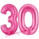 Zahl 30, Pink, Luftballons aus Folie zum 30. Geburtstag, 100 cm, inklusive Helium