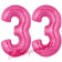 Zahl 33, Pink, Luftballons aus Folie zum 33. Geburtstag, 100 cm, inklusive Helium