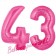 Zahl 43, Pink, Luftballons aus Folie zum 43. Geburtstag, 100 cm, inklusive Helium