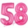 Zahl 58, Pink, Luftballons aus Folie zum 58. Geburtstag, 100 cm, inklusive Helium