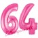 Zahl 64, Pink, Luftballons aus Folie zum 64. Geburtstag, 100 cm, inklusive Helium