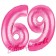 Zahl 69, Pink, Luftballons aus Folie zum 69. Geburtstag, 100 cm, inklusive Helium
