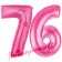 Zahl 76, Pink, Luftballons aus Folie zum 76. Geburtstag, 100 cm, inklusive Helium