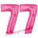 Zahl 77, Pink, Luftballons aus Folie zum 77. Geburtstag, 100 cm, inklusive Helium