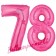 Zahl 78, Pink, Luftballons aus Folie zum 78. Geburtstag, 100 cm, inklusive Helium